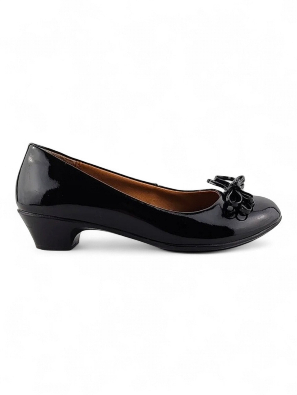 Eurosoft Women’s Black Patent Leather Cathy Low Block Heel Pumps 6M